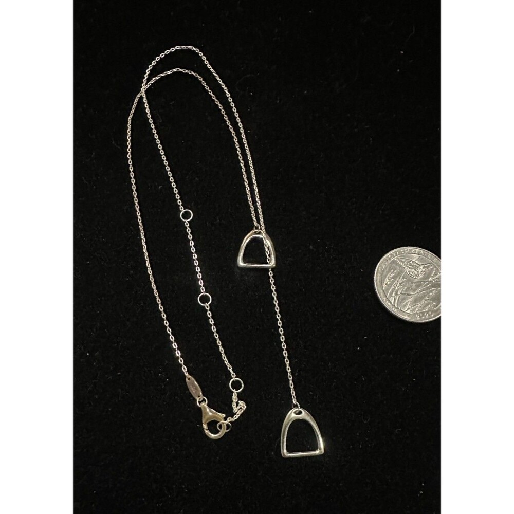 925 Sterling Silver Interlock Stirrup Necklace Horse Pendant Gifts Women Girls